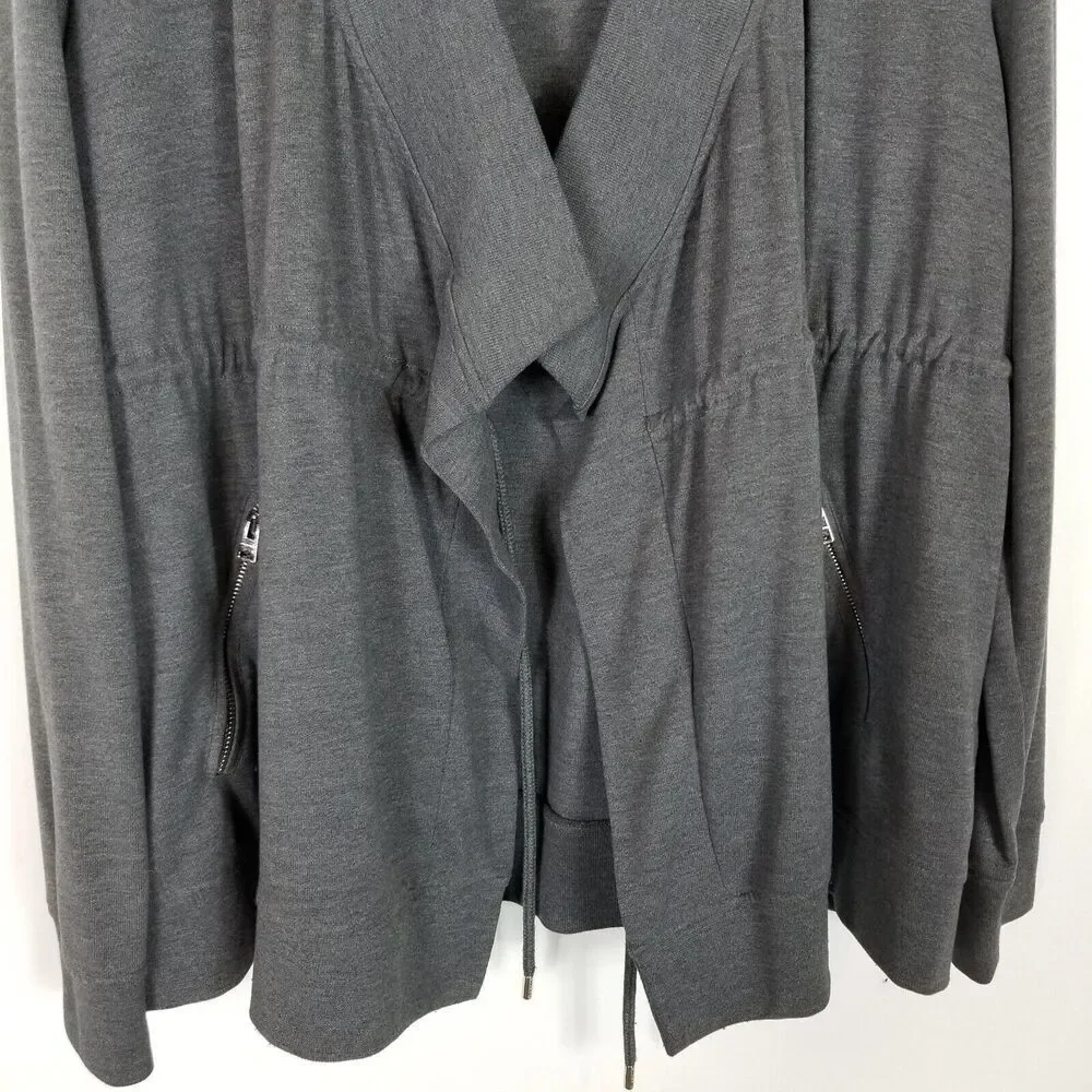 All Saints Womens‎ Gina Drape Jacket Sz 8 Grey Marl Soft Jersey Designer Open